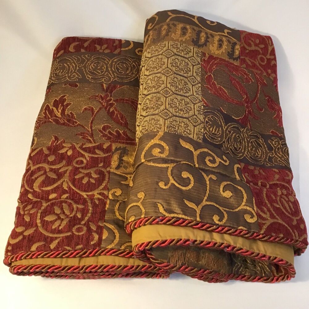Croscill Galleria Red Brown Gold Queen Pillow Shams (Set of 2)